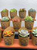 Custom Printed Kraft Wrappers with Succulents for Wedding Favors