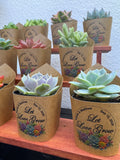 Custom Printed Kraft Wrappers with Succulents for Wedding Favors
