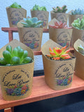 Custom Printed Kraft Wrappers with Succulents for Wedding Favors