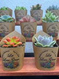 Custom Printed Kraft Wrappers with Succulents for Wedding Favors