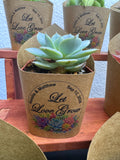 Custom Printed Kraft Wrappers with Succulents for Wedding Favors