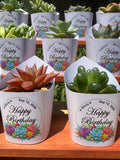 Custom Printed White Wrappers with Succulents for Birthday Gift [Pickup Only]