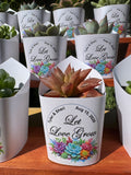 Custom Printed White Wrappers with Succulents for Wedding Favors