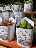 Custom Printed White Wrappers with Succulents for Wedding Favors
