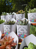 Custom Printed White Wrappers with Succulents for Wedding Favors