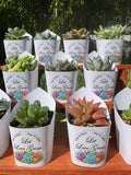 Custom Printed White Wrappers with Succulents for Wedding Favors