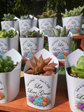 Custom Printed White Wrappers with Succulents for Wedding Favors