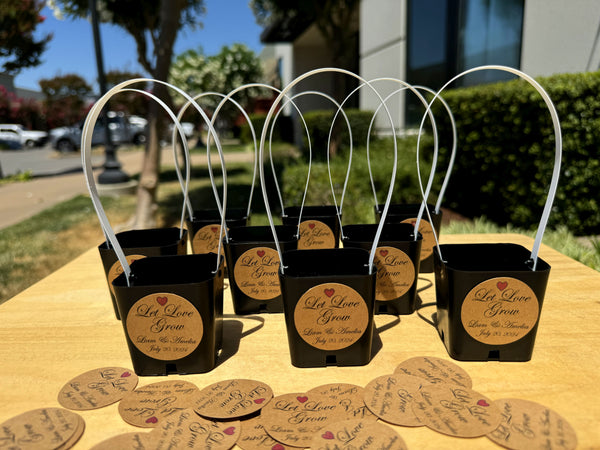 wedding favor succulent pots NEW DESIGN! Succulent Black Pots with White Handles for Wedding Favors – Evergreen Farm
